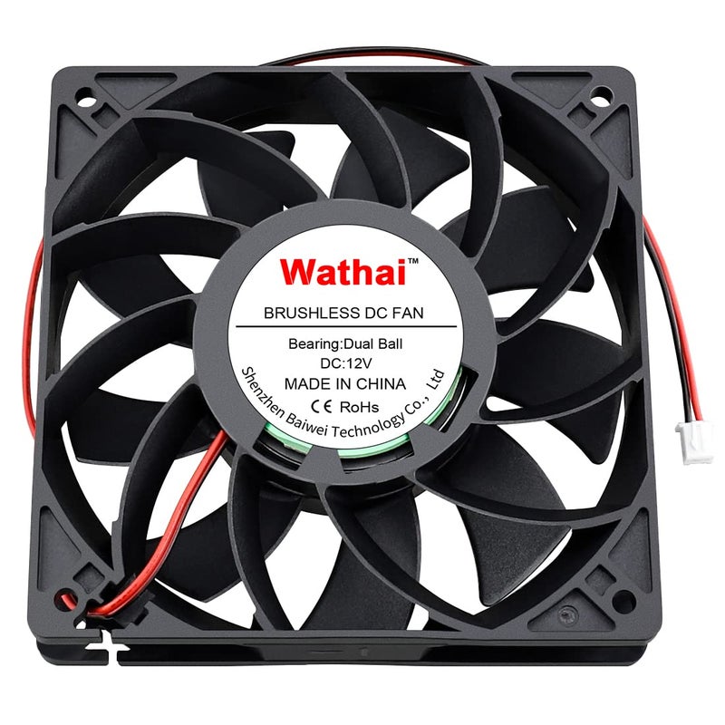 Wathai 120mm x 25mm 12V High Pressure CFM Fan Dual Ball High Speed DC Brushless Cooling Fan - Image 5